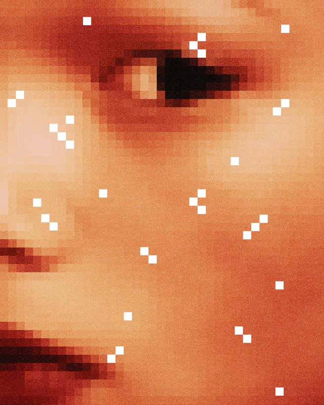 A pixelated face
