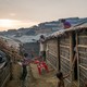 Rohingya refugees fix their temporary shelter at a camp in Cox's Bazar.