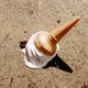 A cone of ice cream melting on the ground