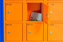 A photo of a phone locker