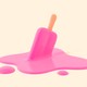 image of a pink ice-cream pop, overturned and melting