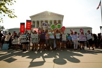 Pro-choice demonstrators outside the Supreme Court