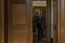 Czech President-elect Petr Pavel arrives for an interview with Agence France-Presse on his foreign policy in Prague, on February 2.