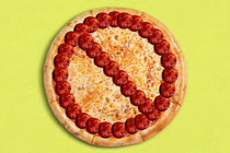 An illustration of pizza with pepperoni in the shape of a banned sign