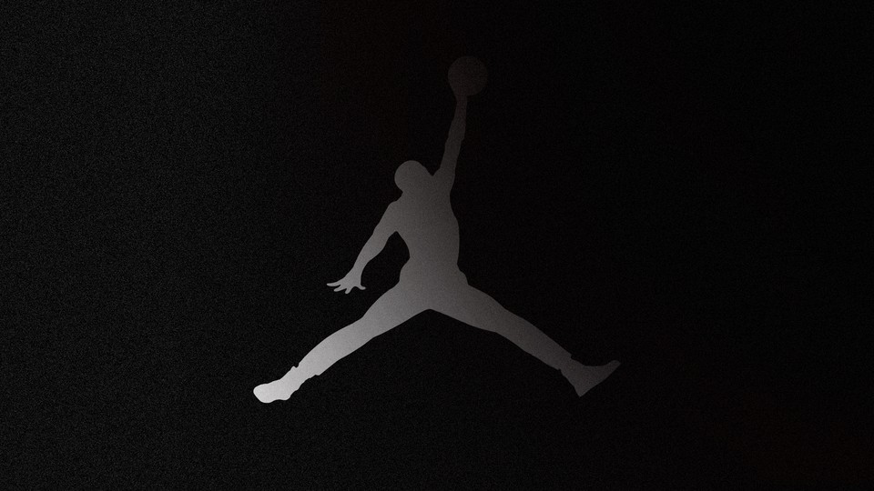 A Jordan "jumpman" logo that is fading into black