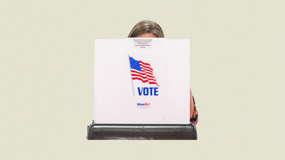 Photo illustration of someone voting