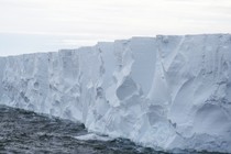 An ice cliff in the Ross Ice Shelf in Antarctica