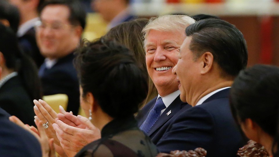 U.S. President Donald Trump and China's President Xi Jinping attend a state dinner in Beijing, China, November 9, 2017.
