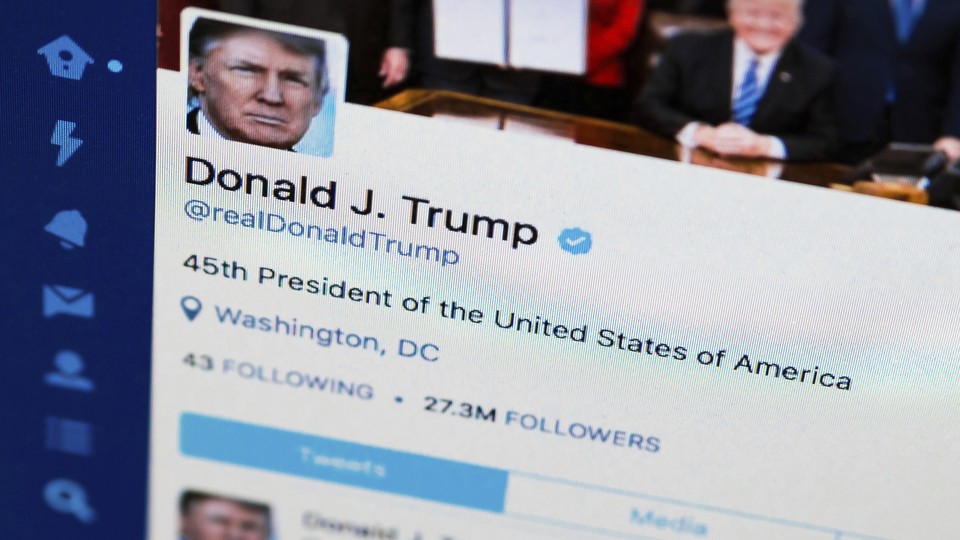 Donald Trump's twitter account on a screen