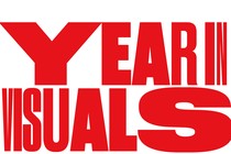 A typographic image of "Year in Visuals 2024" in red on a white background