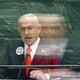 Photograph of Benjamin Netanyahu speaking at the U.N. podium with his image blurred, as if moving quickly