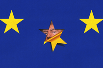 illustration of Europe's flag with Trump's face