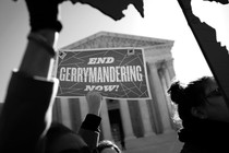 Demonstrators outside the Supreme Court protest the unconstitutionality of gerrymandering, on March 26, 2019.