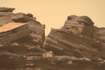 Rocky outcroppings on the surface of Mars, as captured by NASA's Perseverance rover