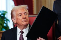 Donald Trump holds an executive order