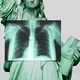 An image of the Statue of Liberty with an X-ray over her chest