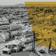 Aerial photo of sprawling houses with a yellow tint over half the image.
