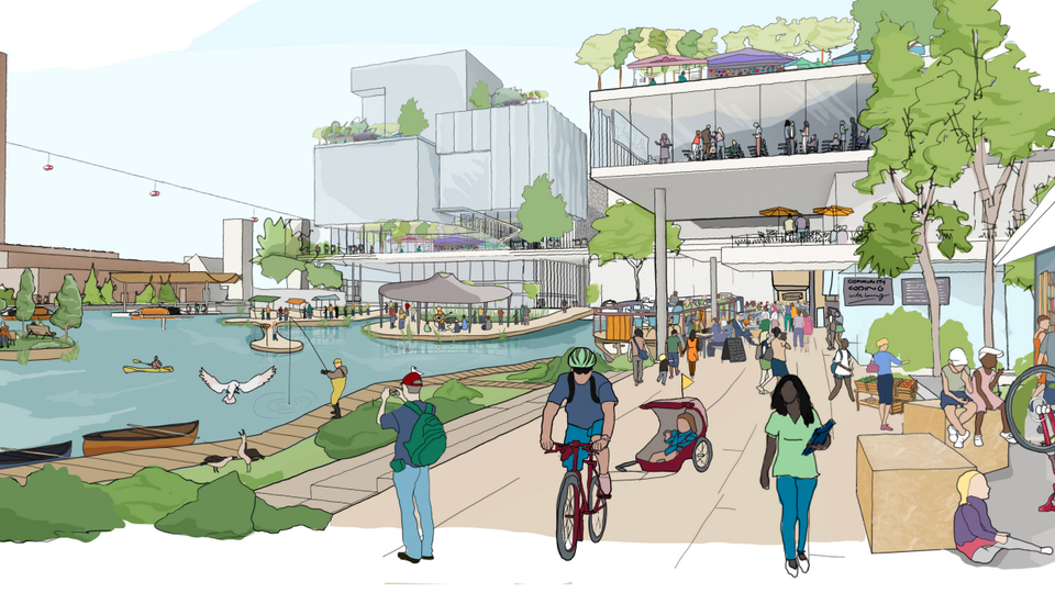 A rendering of Quayside, a neighborhood designed by Sidewalk Labs, a sister company of Google
