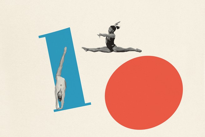 illustration of gymnasts over the number ten