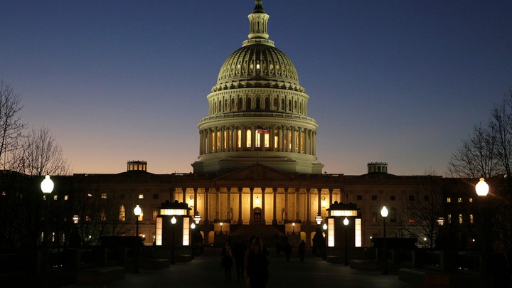 The Capitol Hill building at night