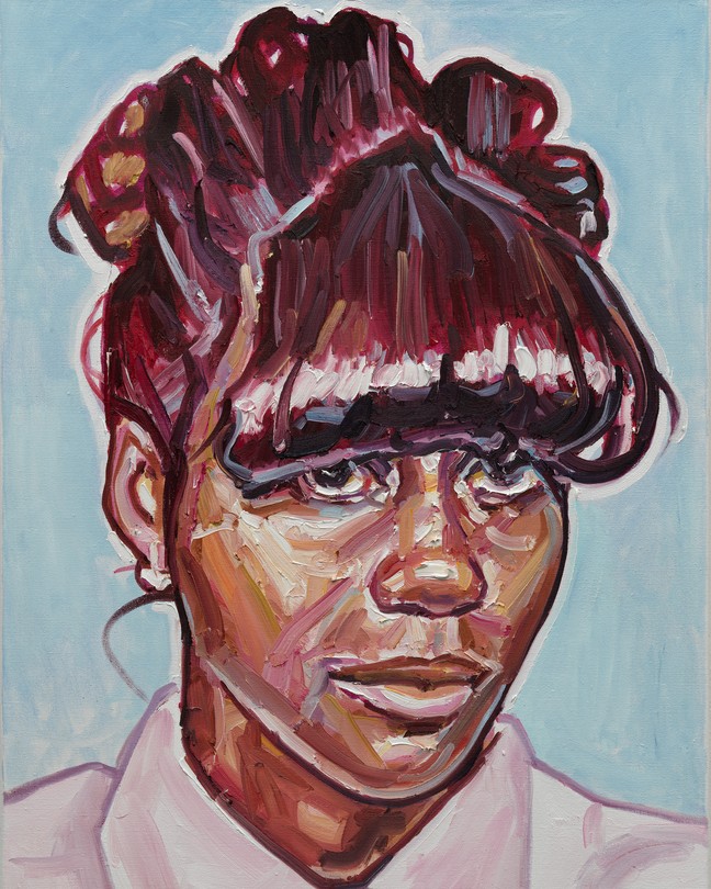 color painting of Joetha Collier on blue background