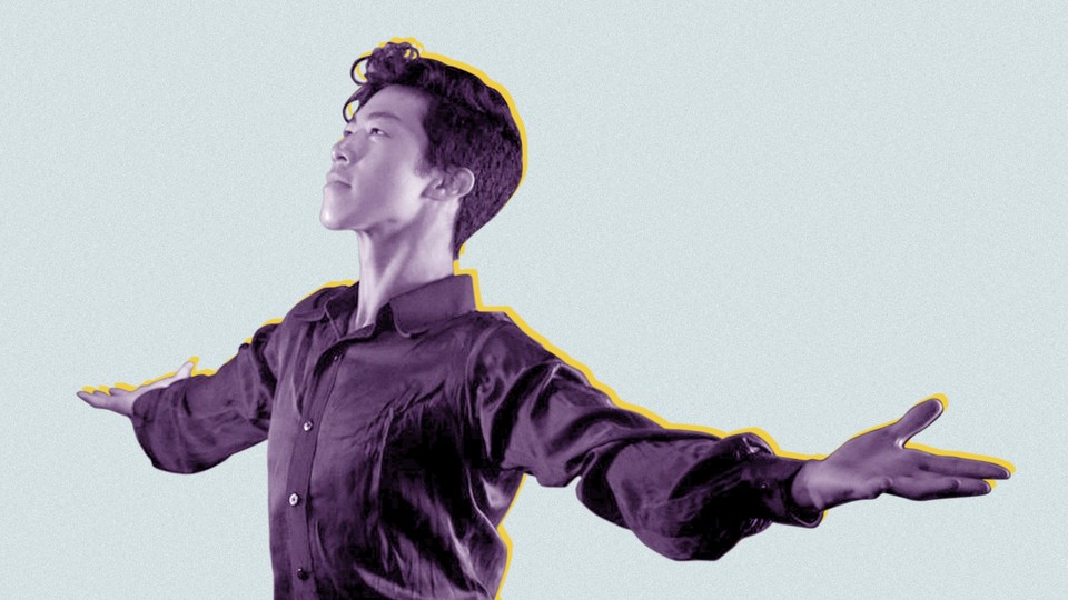 Cutout of figure skater Nathan Chen posing for a portrait