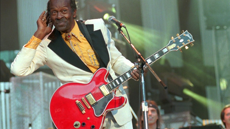 Chuck Berry performs at the Concert for the Hall of Fame in Cleveland in 1995.