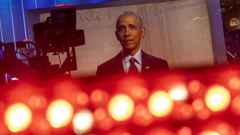 Barack Obama and some television lights