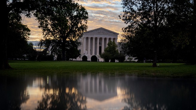 A photograph of the Supreme Court building in D.C.
