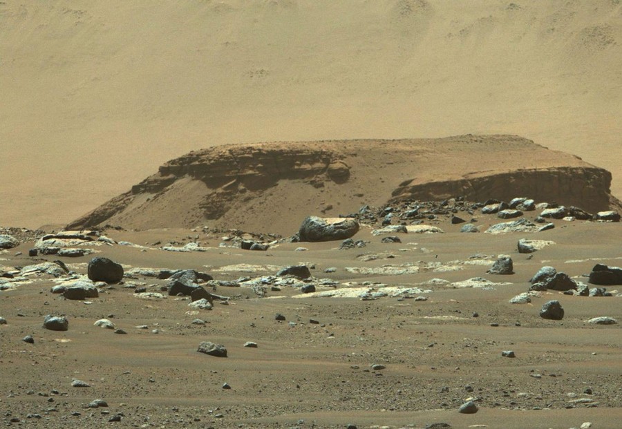 A view of the rocky surroundings of NASA's Perseverance rover on Mars