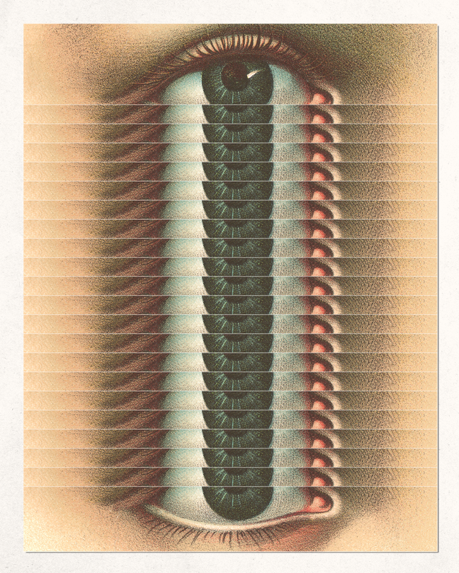 illustration of a repeated eye layered on top of another