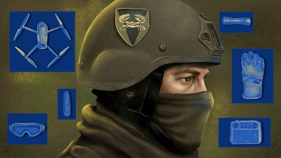 An illustration showing a Ukrainian soldier