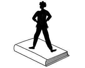 silhouette of a person standing on a book