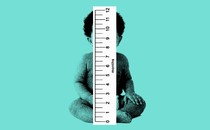 A baby whose height is being measured in months
