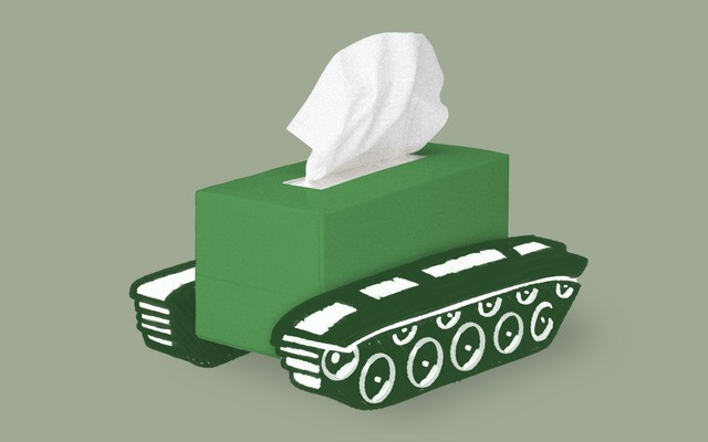 Tissue box with tank wheels illustration