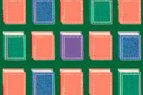 A mouse cursor clicking on books