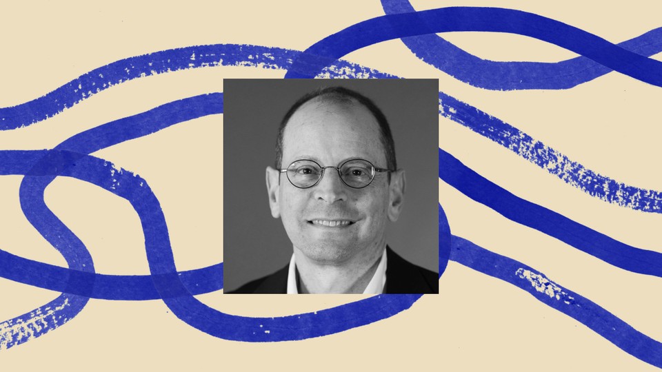 A black-and-white photo of Jonathan Rauch, bordered by an illustration