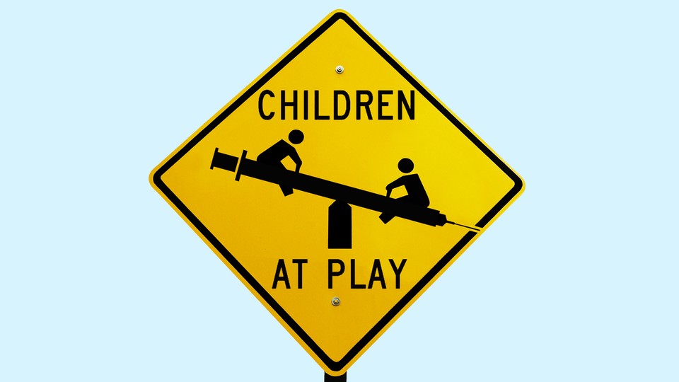 An illustration of a "Children at Play" sign