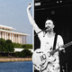 Photos of the Kennedy Center and of Ryan Miller, lead singer of Guster