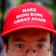 Photo of protestor in Hong Kong wearing Make Hong Kong Great Again hat