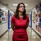 Eva Moskowitz looks sternly into the distance in a hallway in one of Success Academy's Harlem schools.