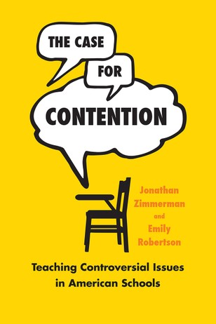 The cover of "The Case for Contention" is yellow with the drawing of a desk and chair.
