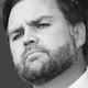 Black and white close up photo of J.D. Vance's face, scowling