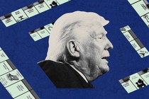 A montage of Trump and a Monopoly board