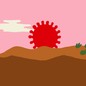 Illustration of a coroanvirus sunsetting