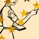 Illustration of a teacher with gold stars