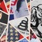 illustration collage including fragmented images of an elephant, the U.S. flag, Nixon, Reagan, Rush Limbaugh, and parts of John Birch Society, Don't Tread On Me, and Hillary for Prison