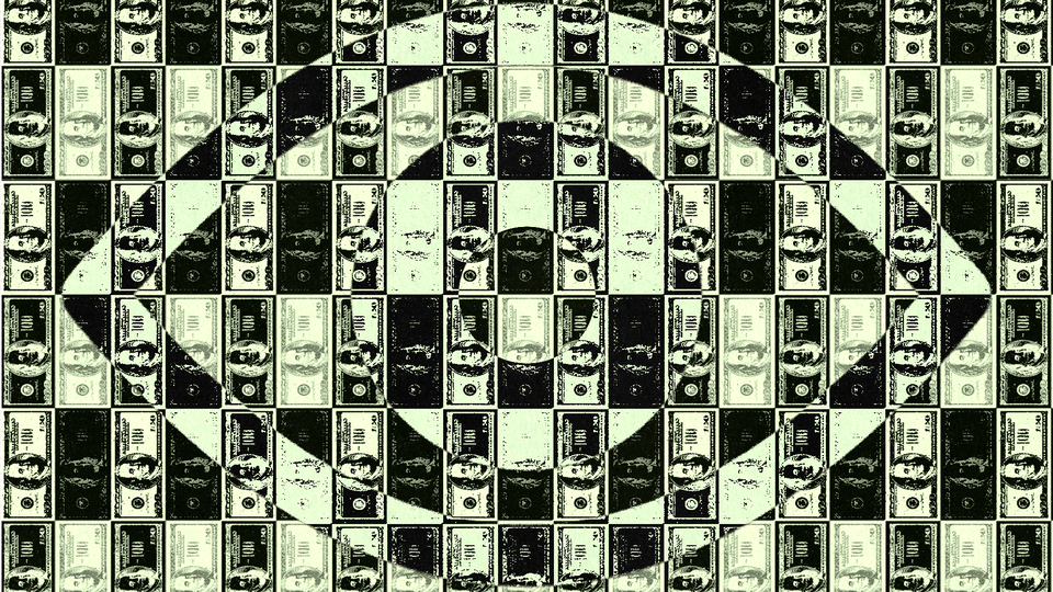 An illustration of dollar bills forming the Eye of Providence.