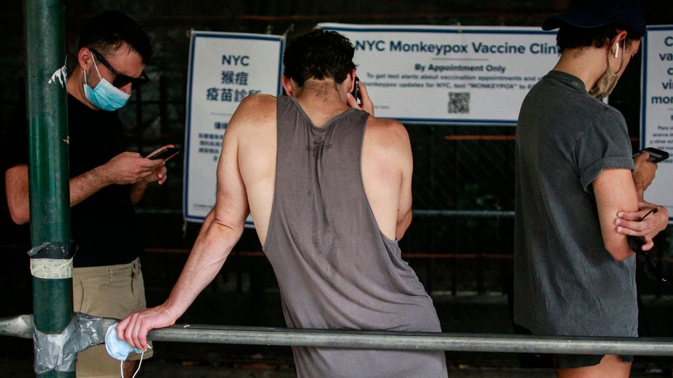 People waiting in line to receive the monkeypox vaccine