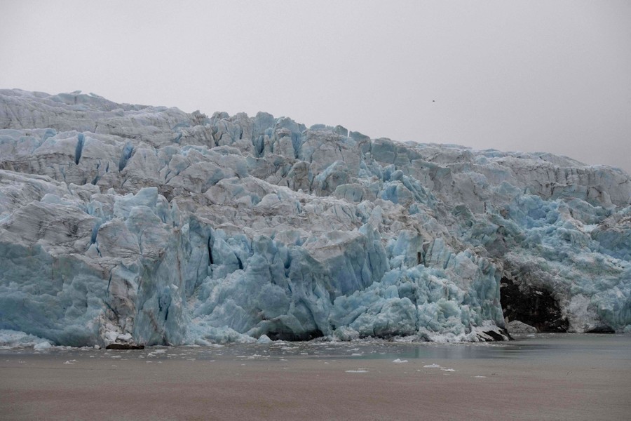 The face of a calving glacier